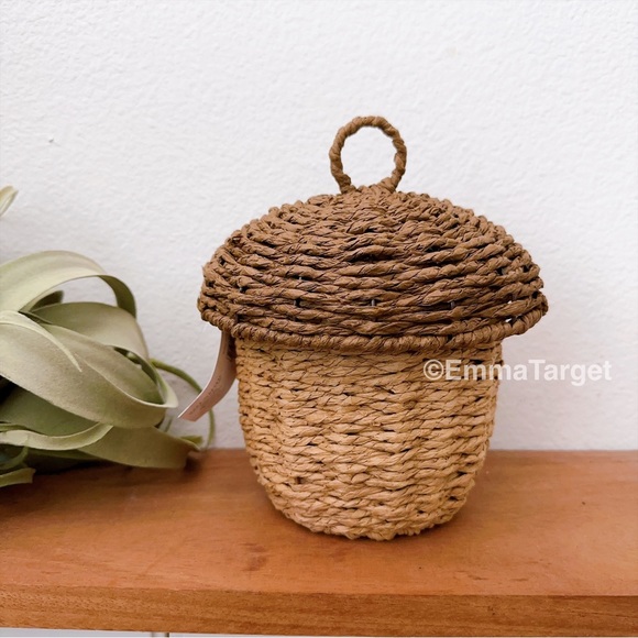 Wicker Acorn Basket Fall Basket w Lid Decor Target Bullseye - Picture 1 of 4